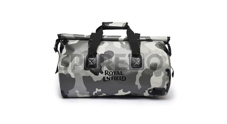 Genuine Royal Enfield Fusillade Rainproof Duffel Bag Camo Grey - SPAREZO